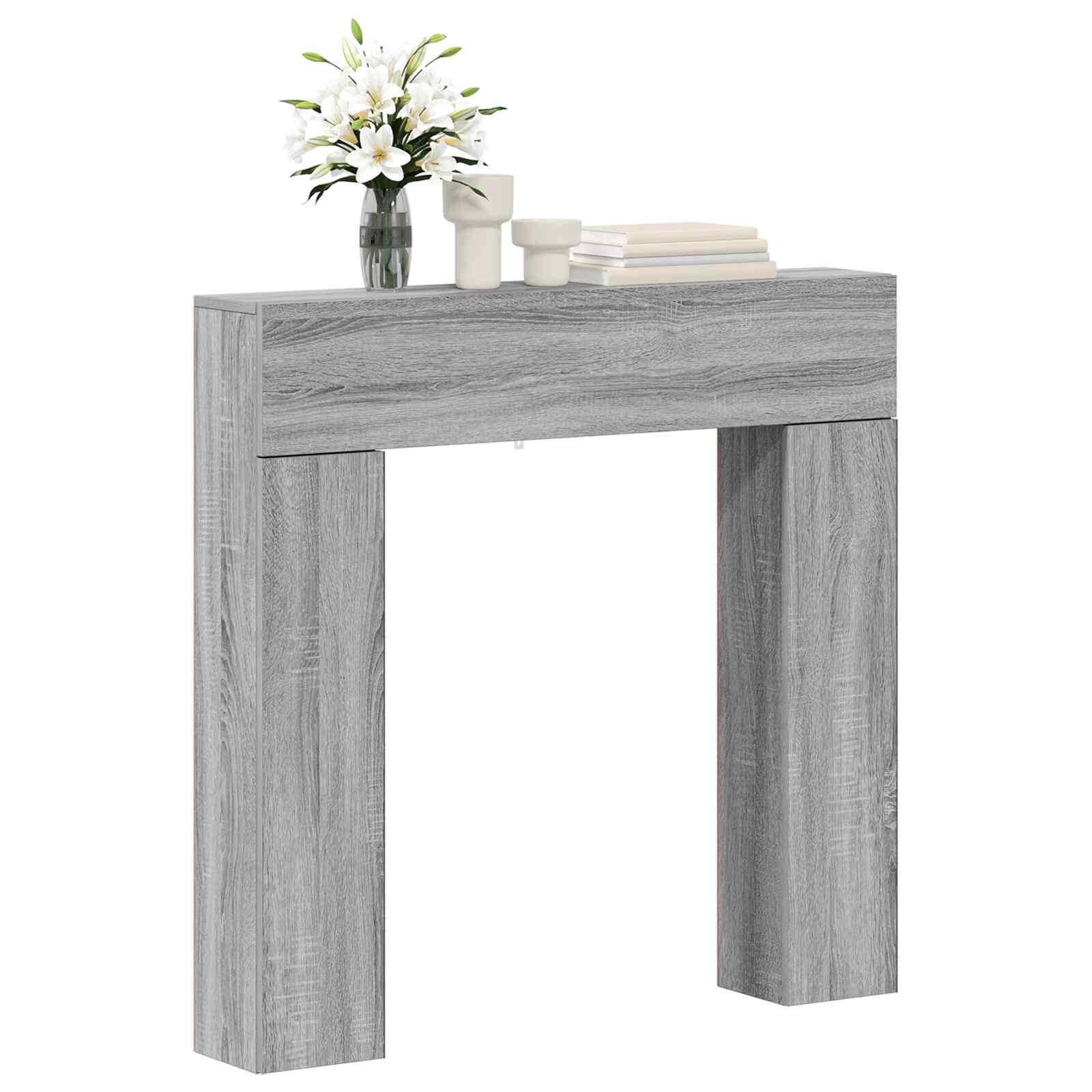 vidaXL Fireplace Surround Grey Sonoma 102 x 18 x 100.5 cm 3