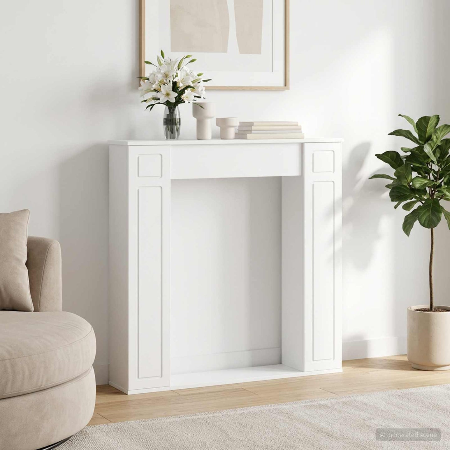 vidaXL Fireplace Surround White 100 x 20 x 100 cm Engineered Wood 1