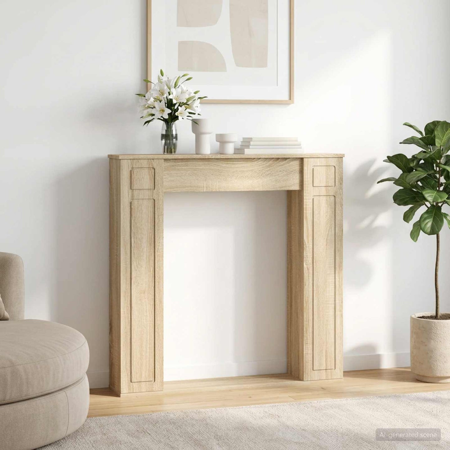 vidaXL Fireplace Surround Sonoma Oak 100 x 20 x 100 cm Engineered Wood 1