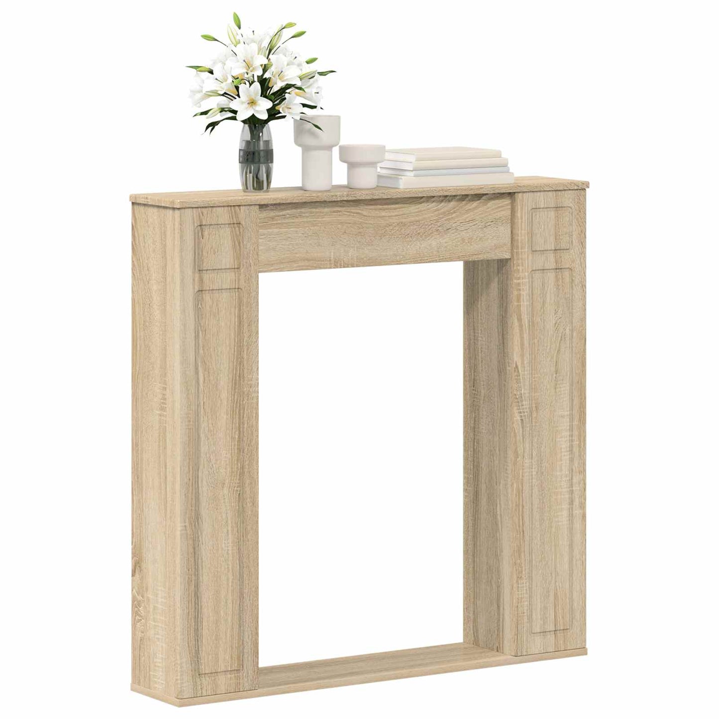 vidaXL Fireplace Surround Sonoma Oak 100 x 20 x 100 cm Engineered Wood 3