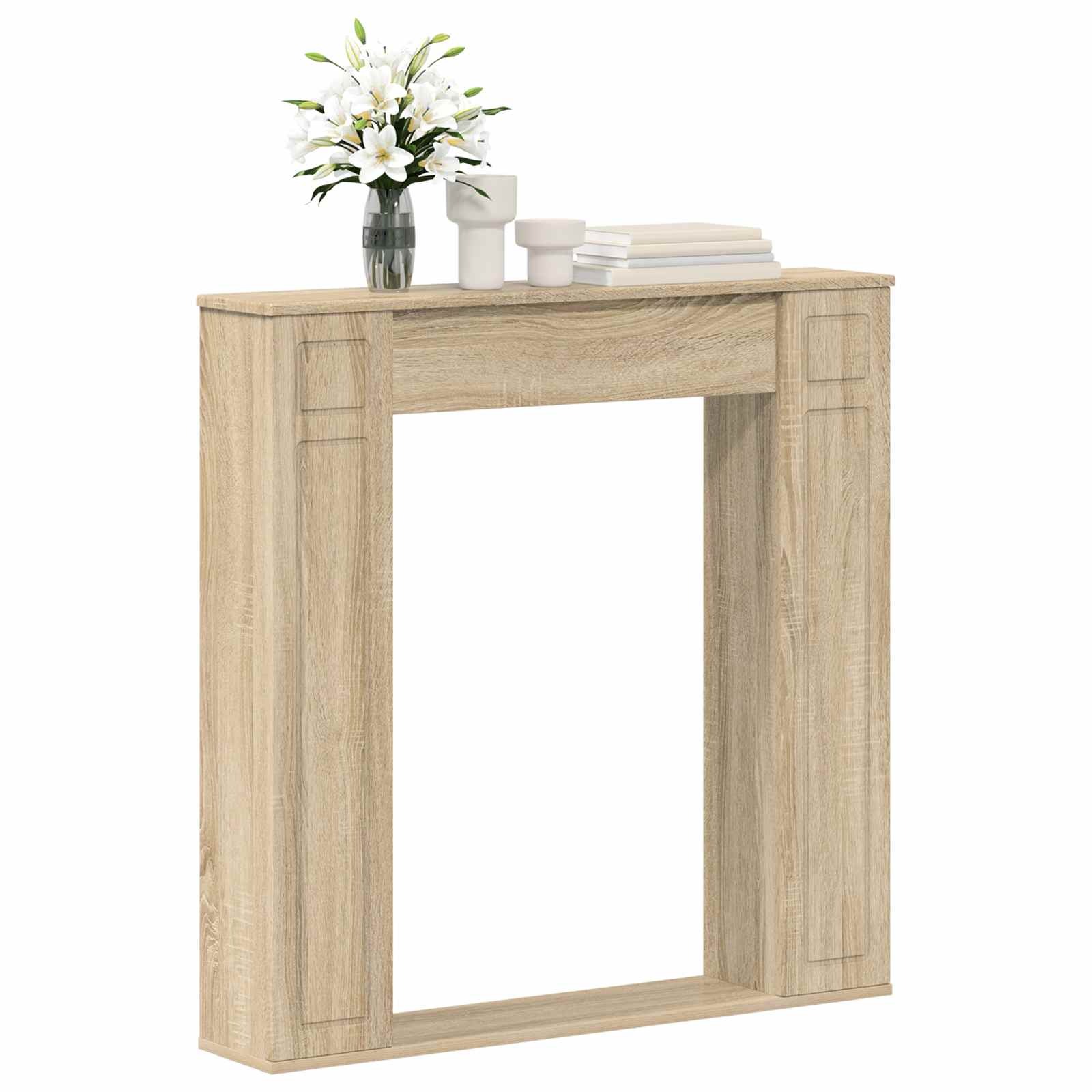 vidaXL Fireplace Surround Sonoma Oak 100 x 20 x 100 cm Engineered Wood 3