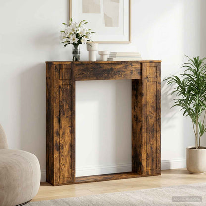 vidaXL Fireplace Surround Smoked Oak 100 x 20 x 100 cm Engineered Wood 1