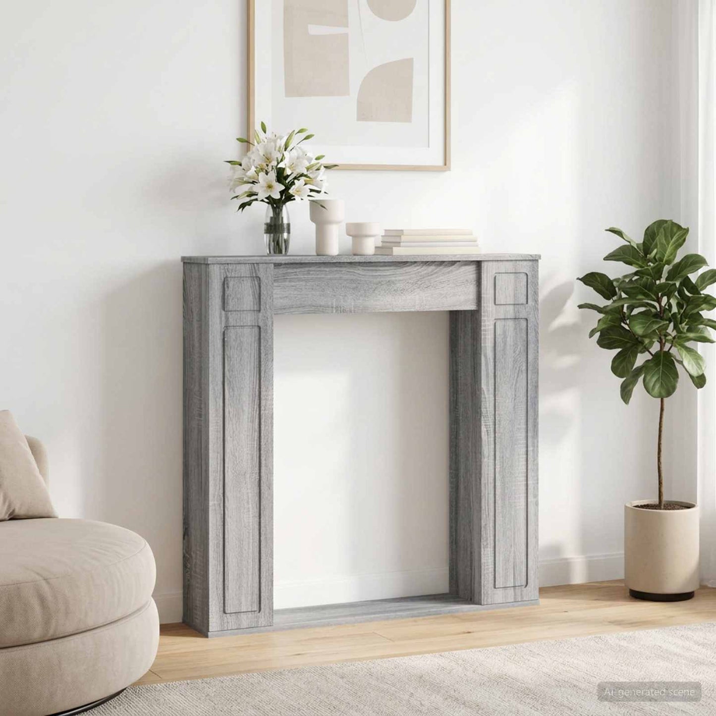 vidaXL Fireplace Surround Grey Sonoma 100 x 20 x 100 cm 1