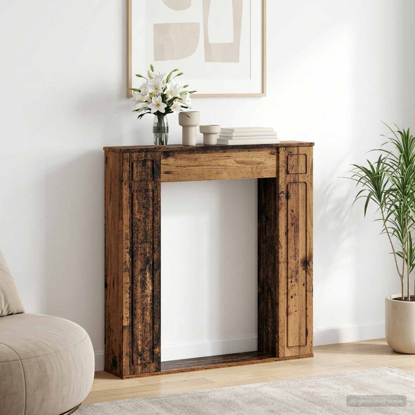 vidaXL Fireplace Surround Old Wood 100 x 20 x 100 cm Engineered Wood 1