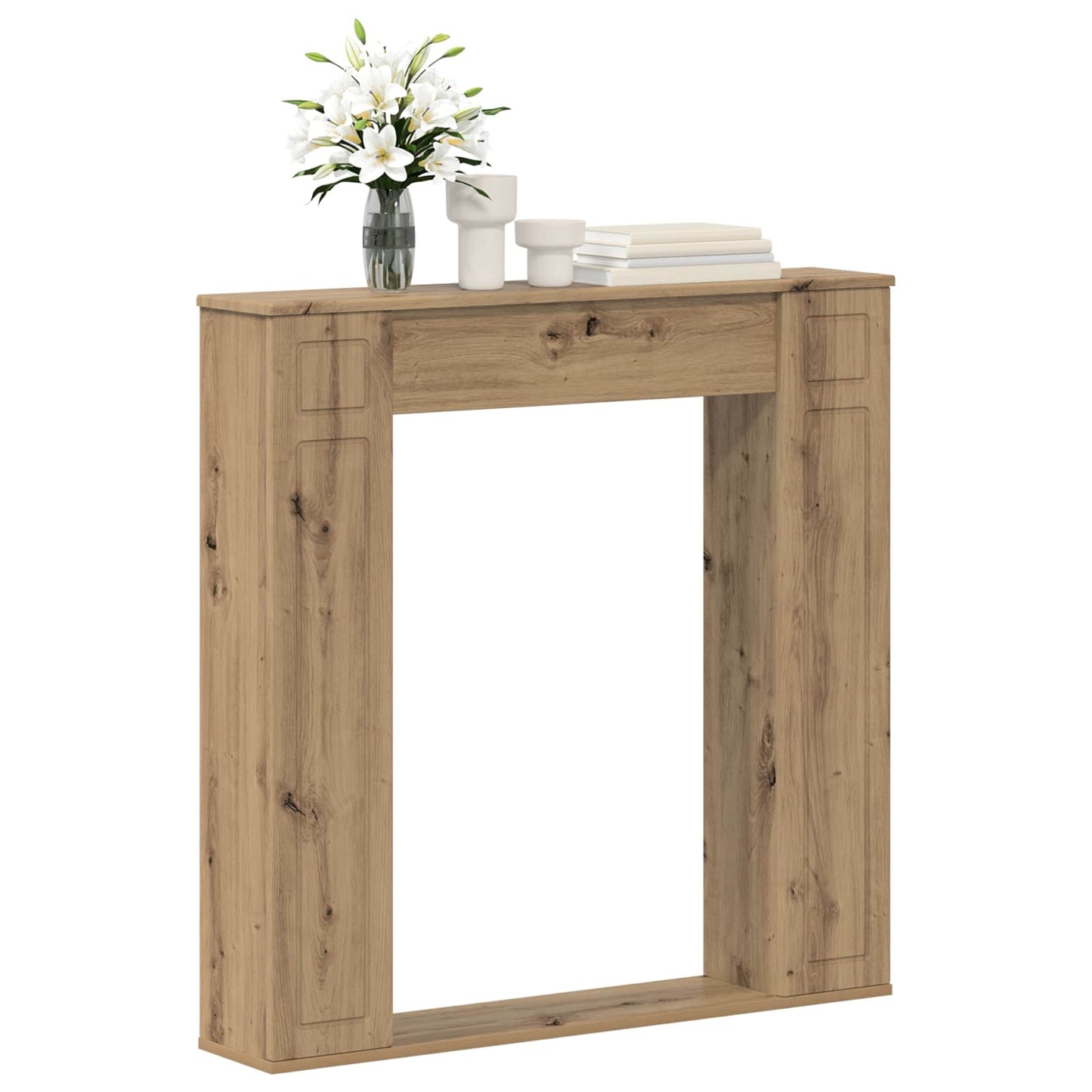vidaXL Fireplace Surround Artisan Oak 100 x 20 x 100 cm 3