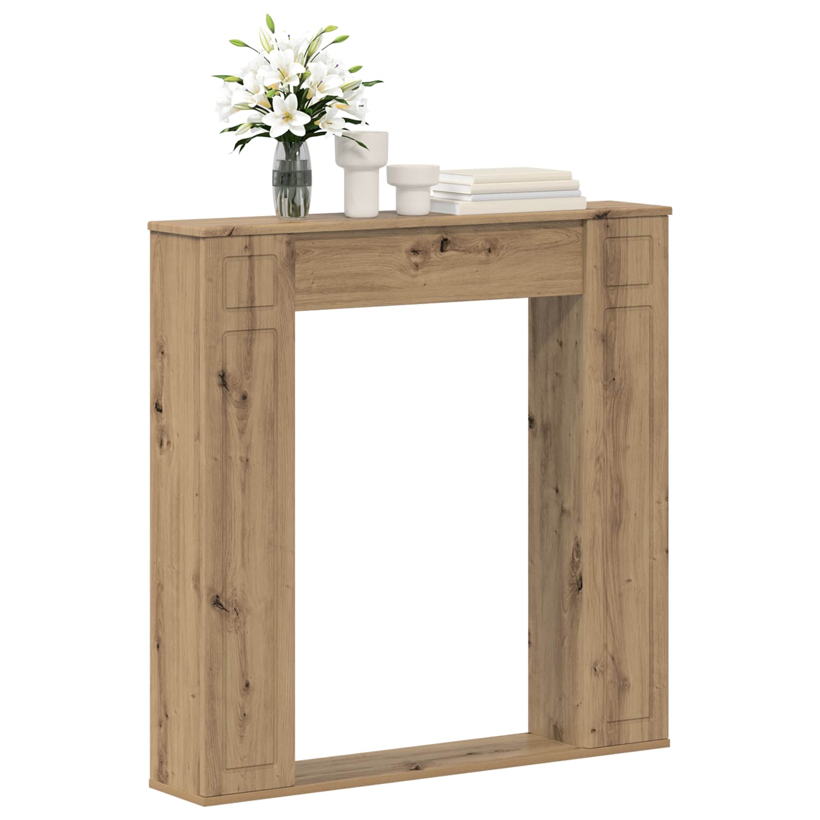 vidaXL Fireplace Surround Artisan Oak 100 x 20 x 100 cm 3