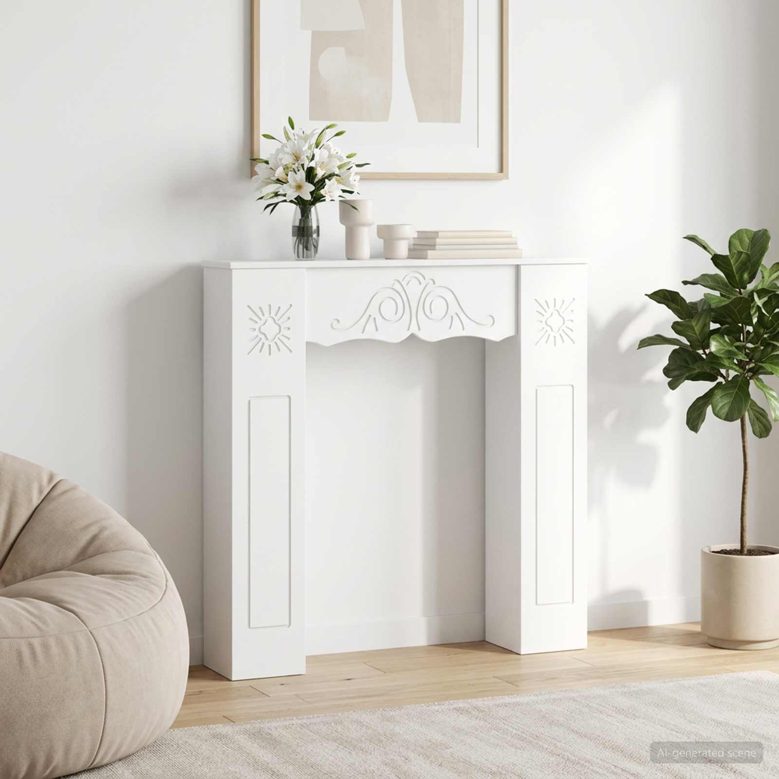 vidaXL Fireplace Surround White 102 x 20 x 102 cm Engineered Wood 1