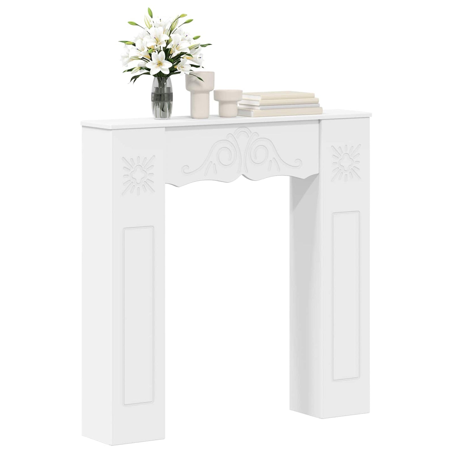 vidaXL Fireplace Surround White 102 x 20 x 102 cm Engineered Wood 3