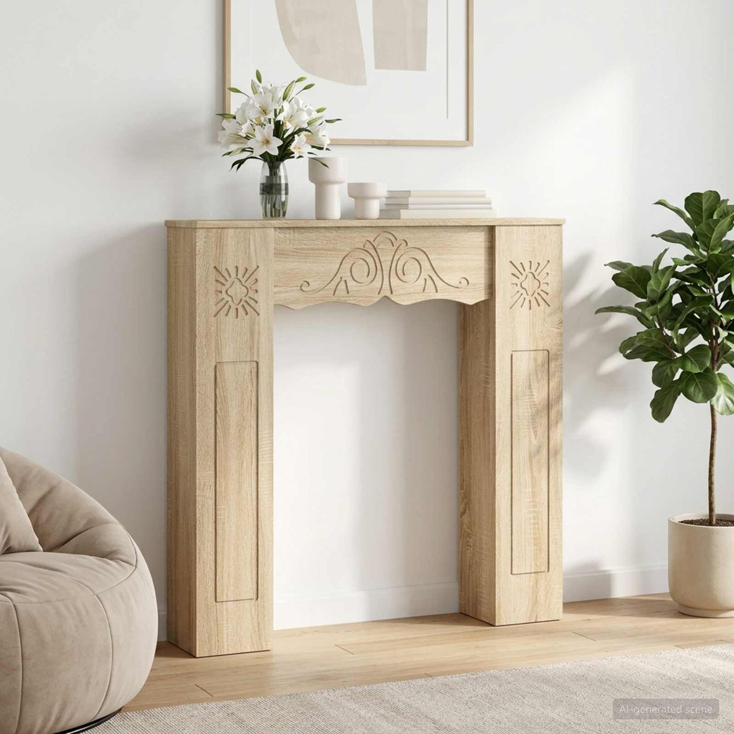 vidaXL Fireplace Surround Sonoma Oak 102 x 20 x 102 cm Engineered Wood 1