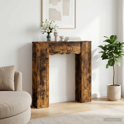 vidaXL Fireplace Surround Smoked Oak 102 x 20 x 102 cm Engineered Wood 1
