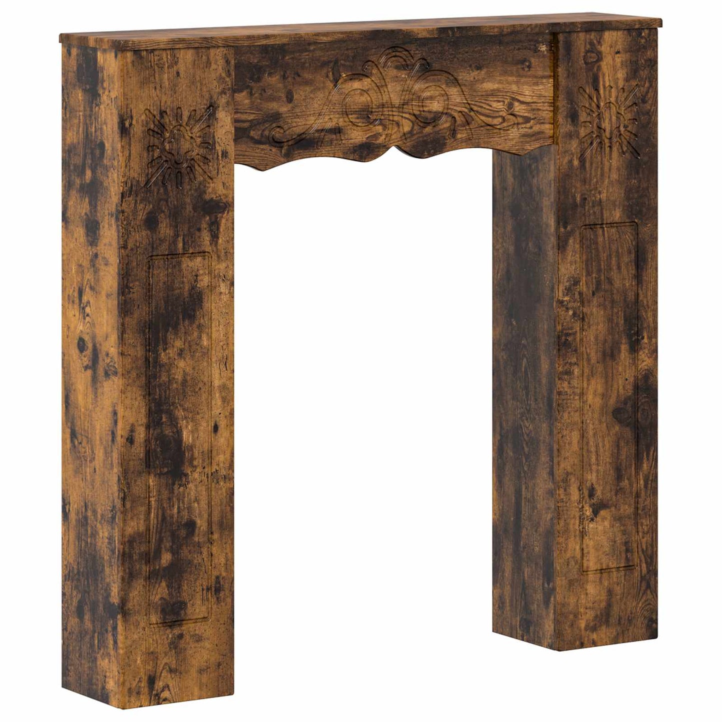 vidaXL Fireplace Surround Smoked Oak 102 x 20 x 102 cm Engineered Wood 2