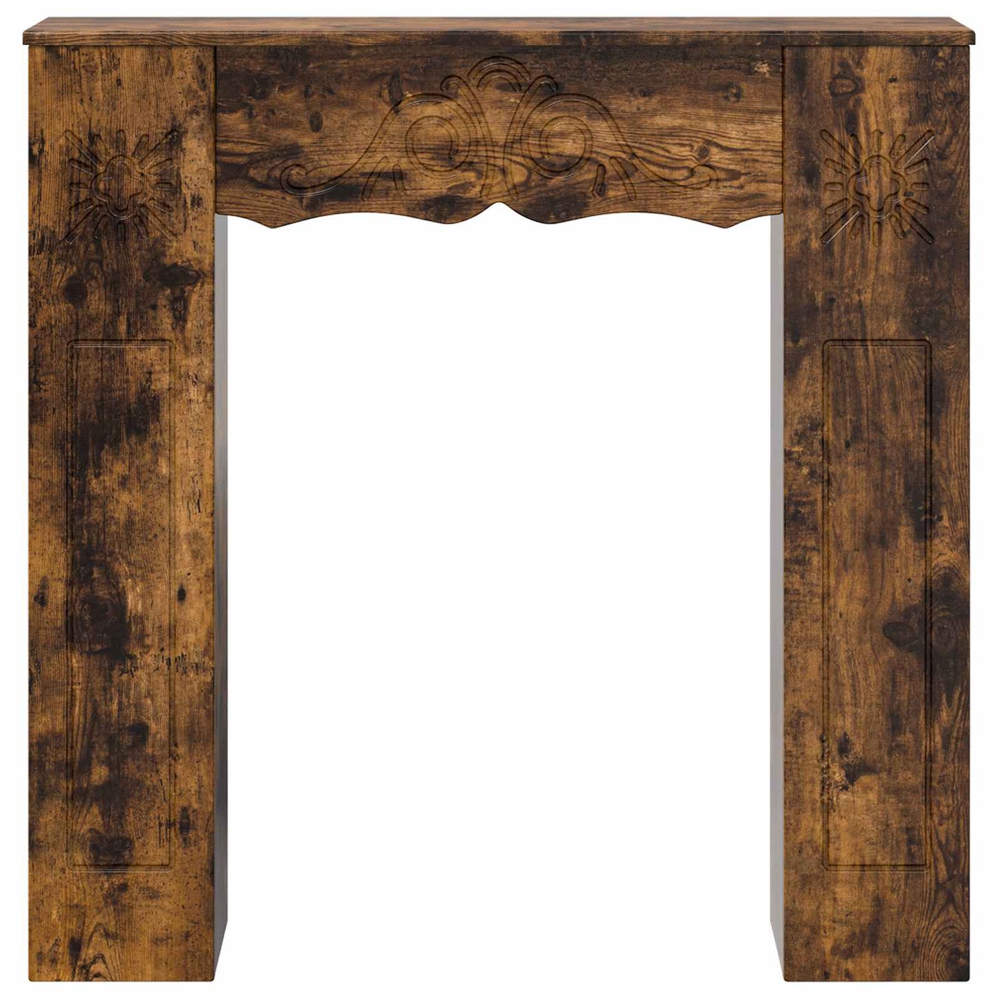vidaXL Fireplace Surround Smoked Oak 102 x 20 x 102 cm Engineered Wood 4