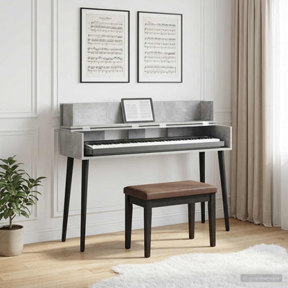 vidaXL Studio Desk Concrete Grey 152 x 40 x 19.5 cm Engineered Wood 1