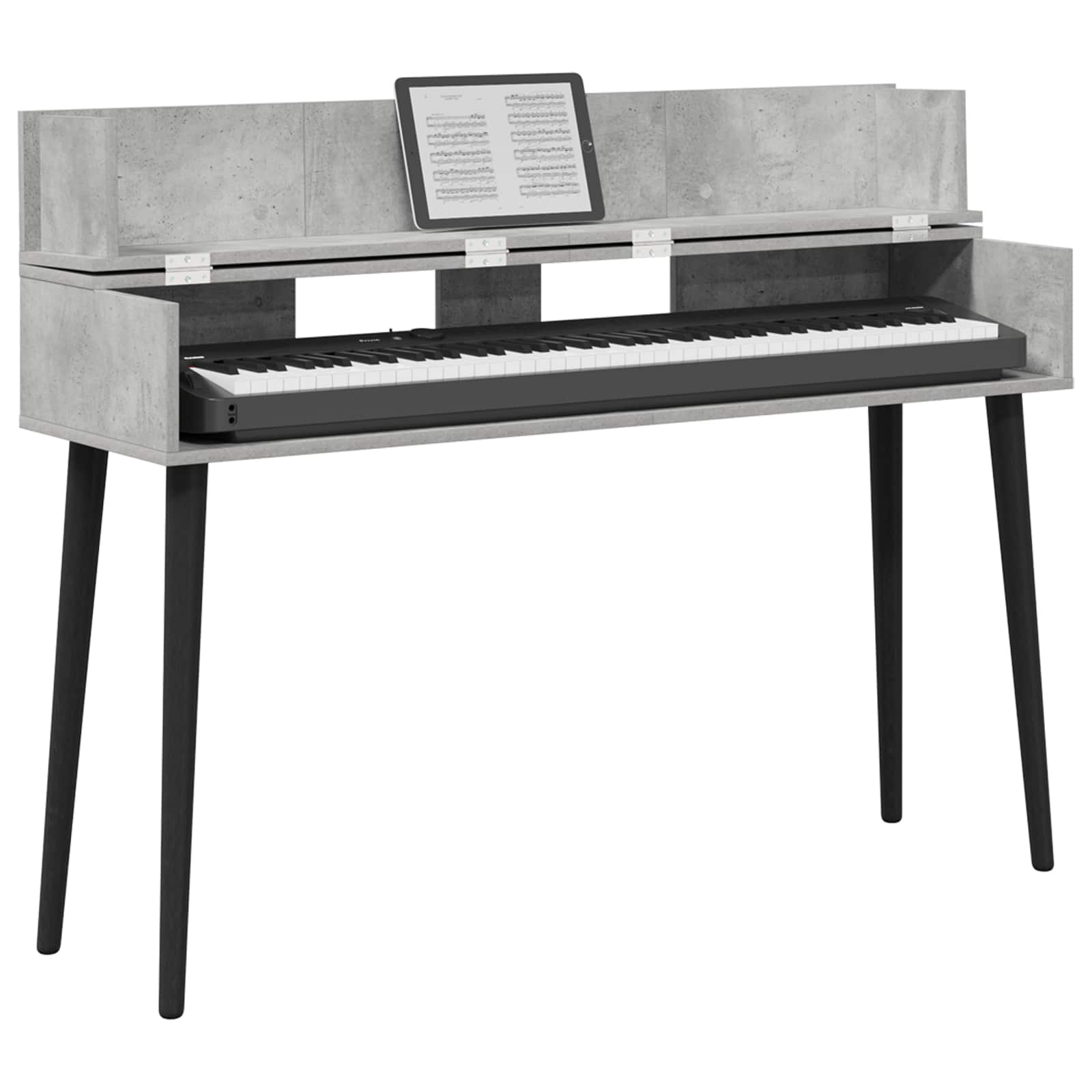 vidaXL Studio Desk Concrete Grey 152 x 40 x 19.5 cm Engineered Wood 3