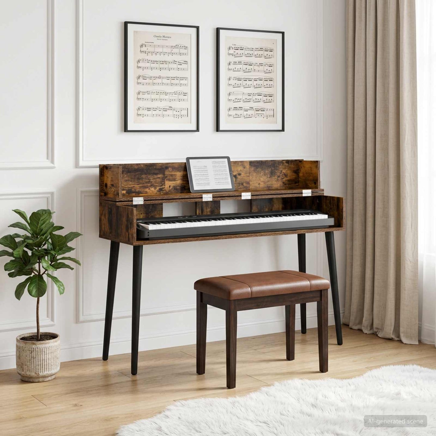 vidaXL Studio Desk Smoked Oak 152 x 40 x 19.5 cm Engineered Wood 1