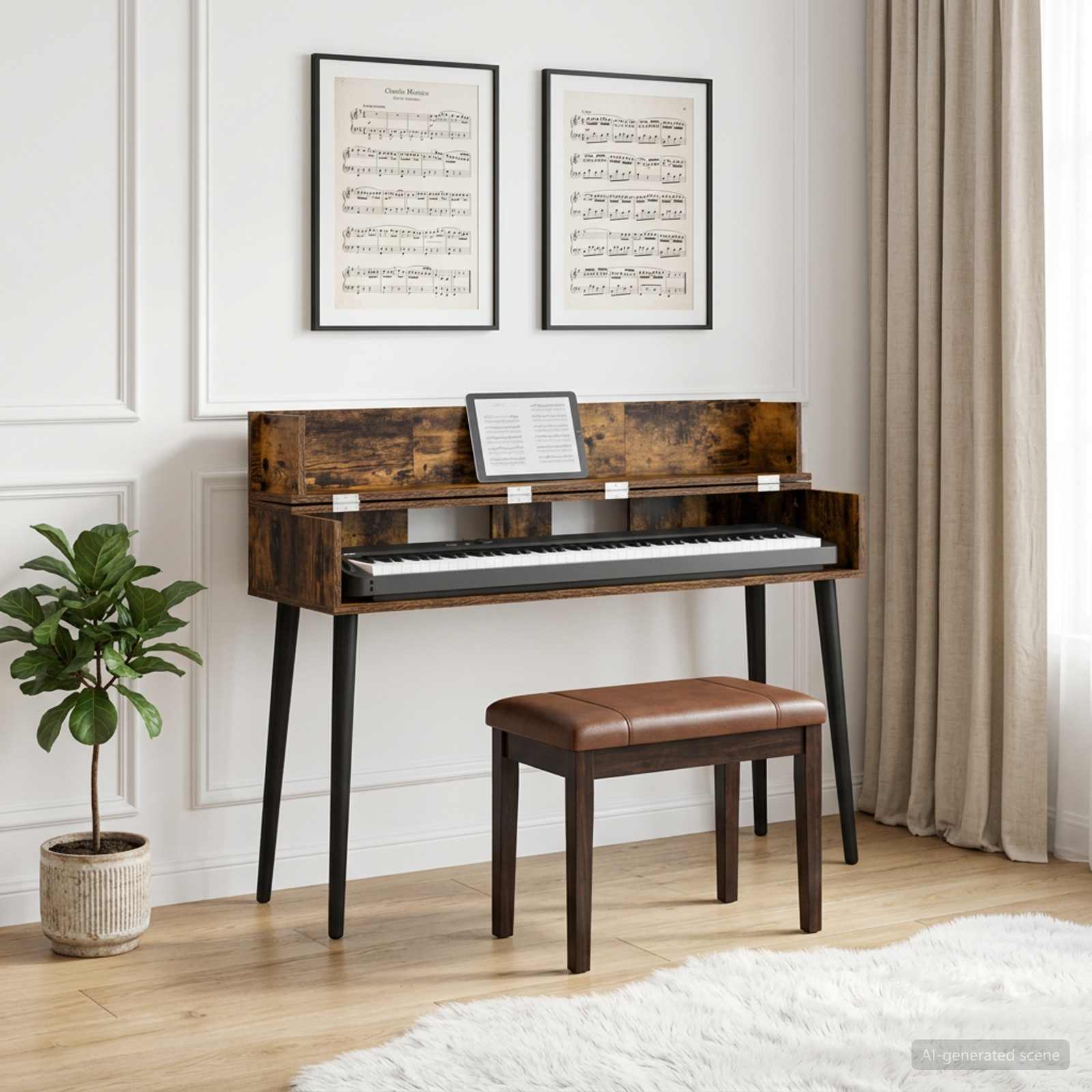 vidaXL Studio Desk Smoked Oak 152 x 40 x 19.5 cm Engineered Wood 1
