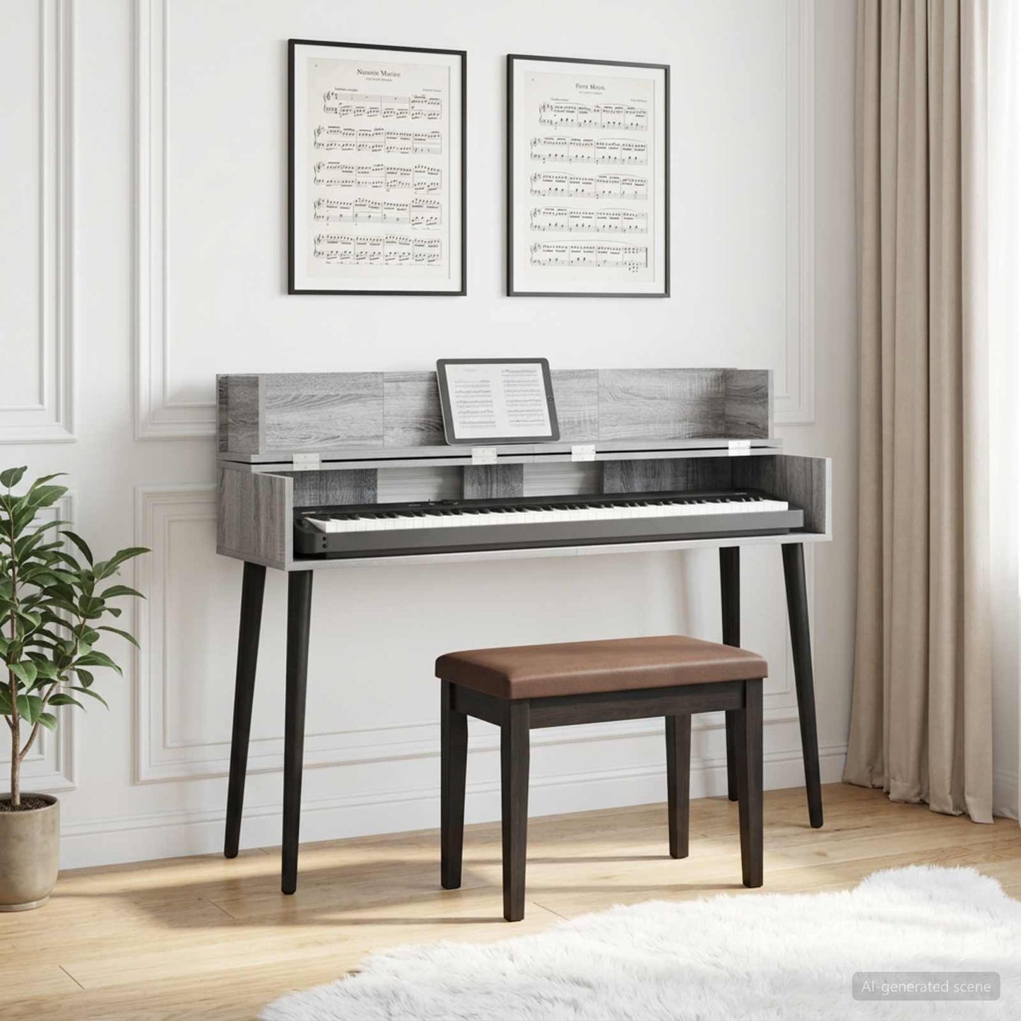 vidaXL Studio Desk Grey Sonoma 152 x 40 x 19.5 cm Engineered Wood 1