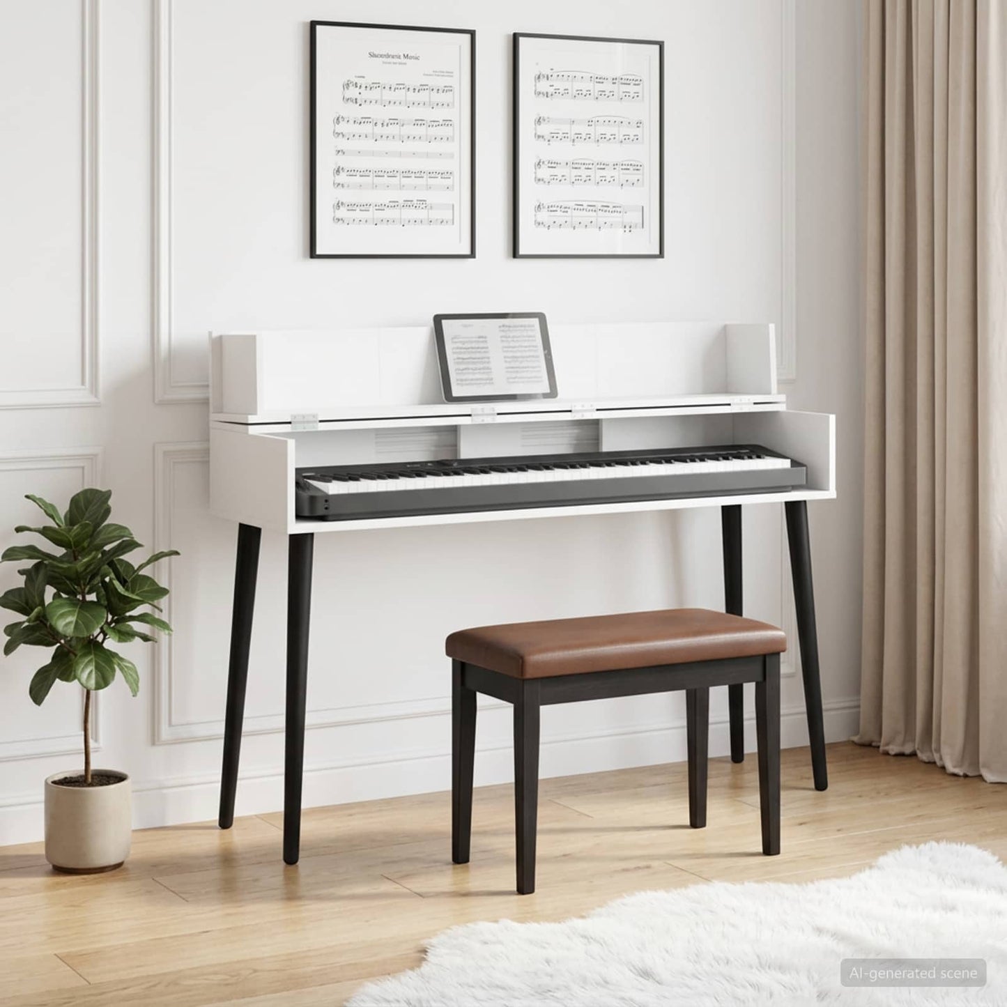 vidaXL Studio Desk White 130 x 40 x 19.5 cm Engineered Wood 1