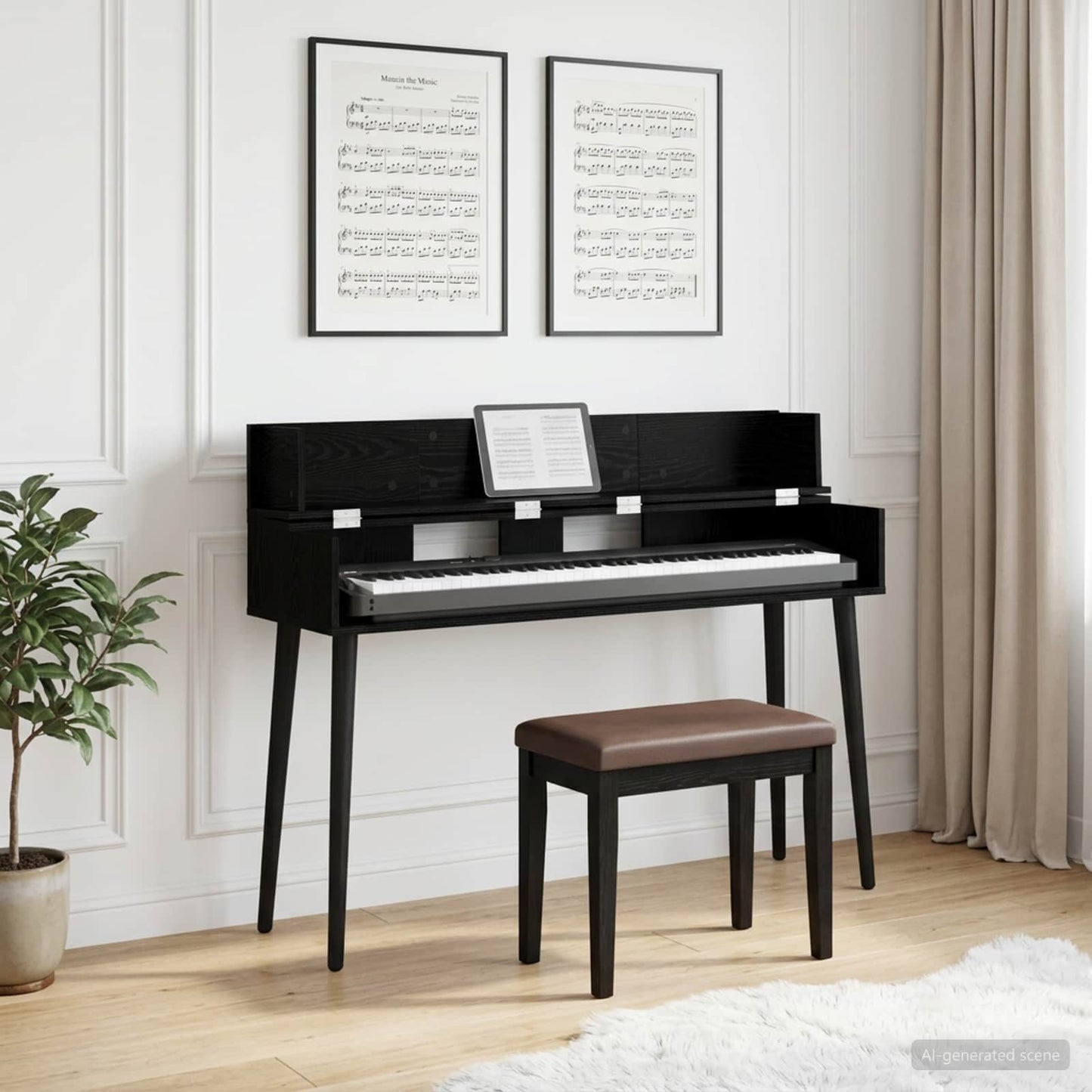 vidaXL Studio Desk Black Oak 130 x 40 x 19.5 cm Engineered Wood 1