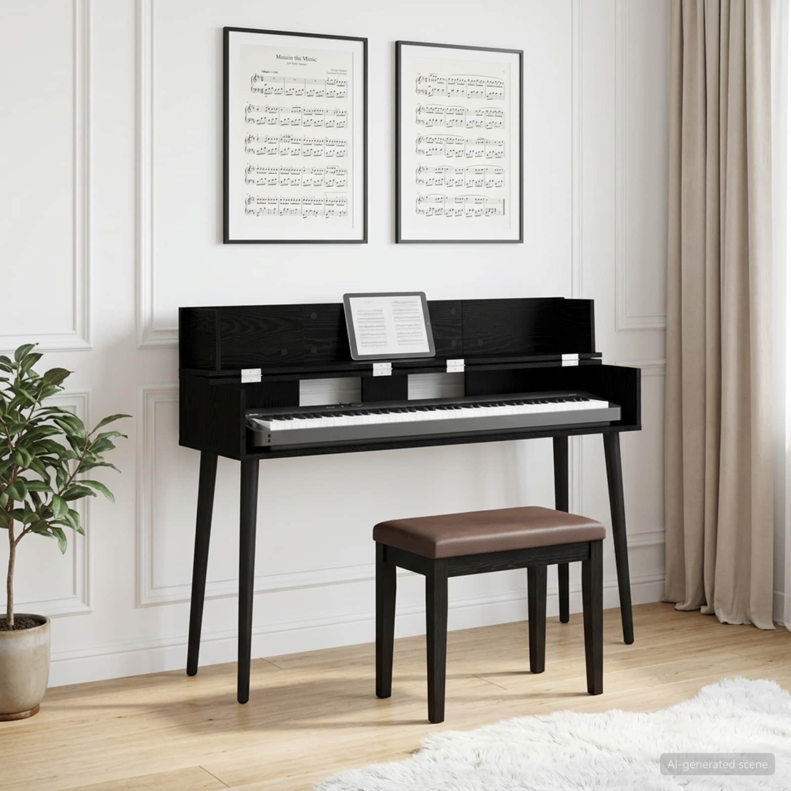 vidaXL Studio Desk Black Oak 130 x 40 x 19.5 cm Engineered Wood 1