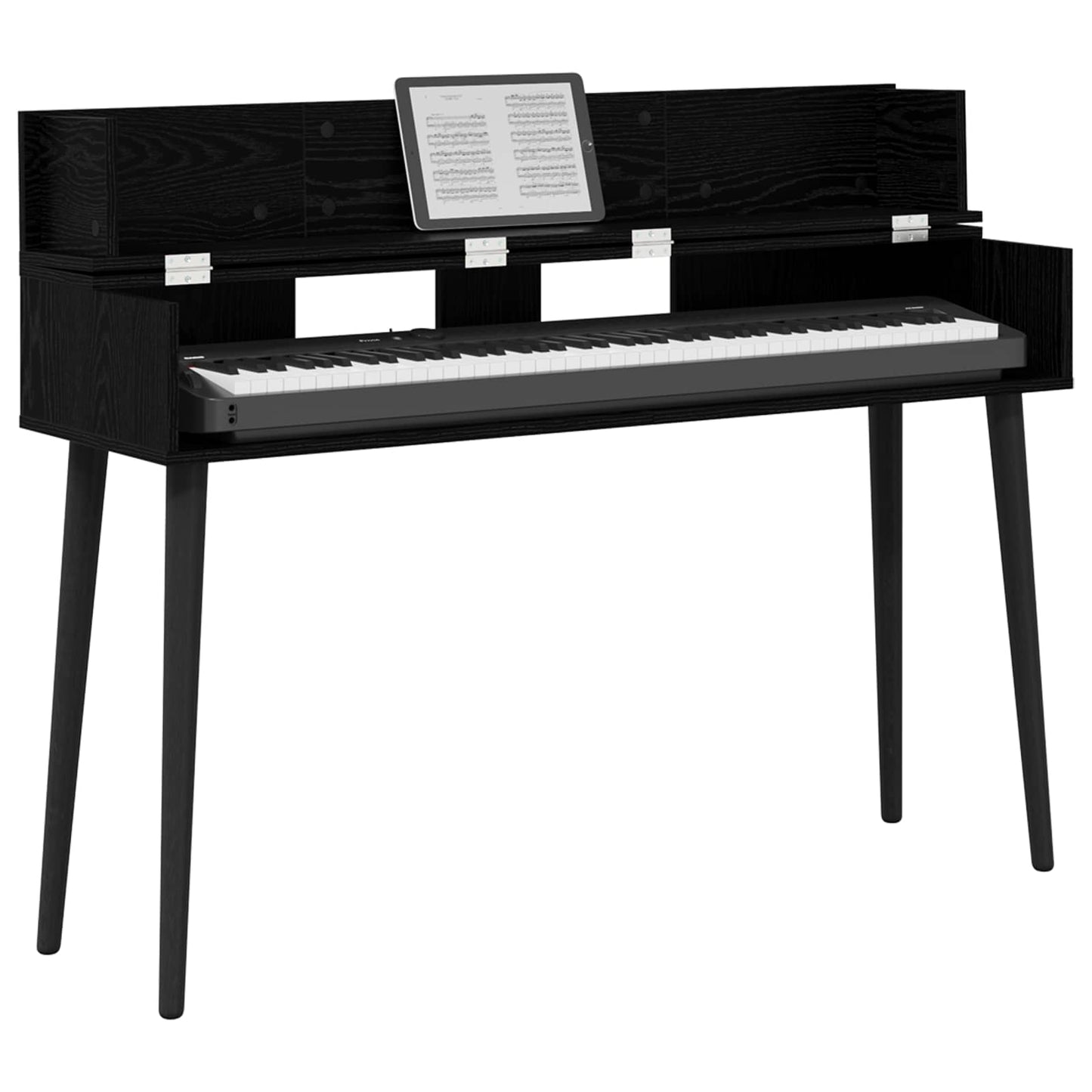 vidaXL Studio Desk Black Oak 130 x 40 x 19.5 cm Engineered Wood 3