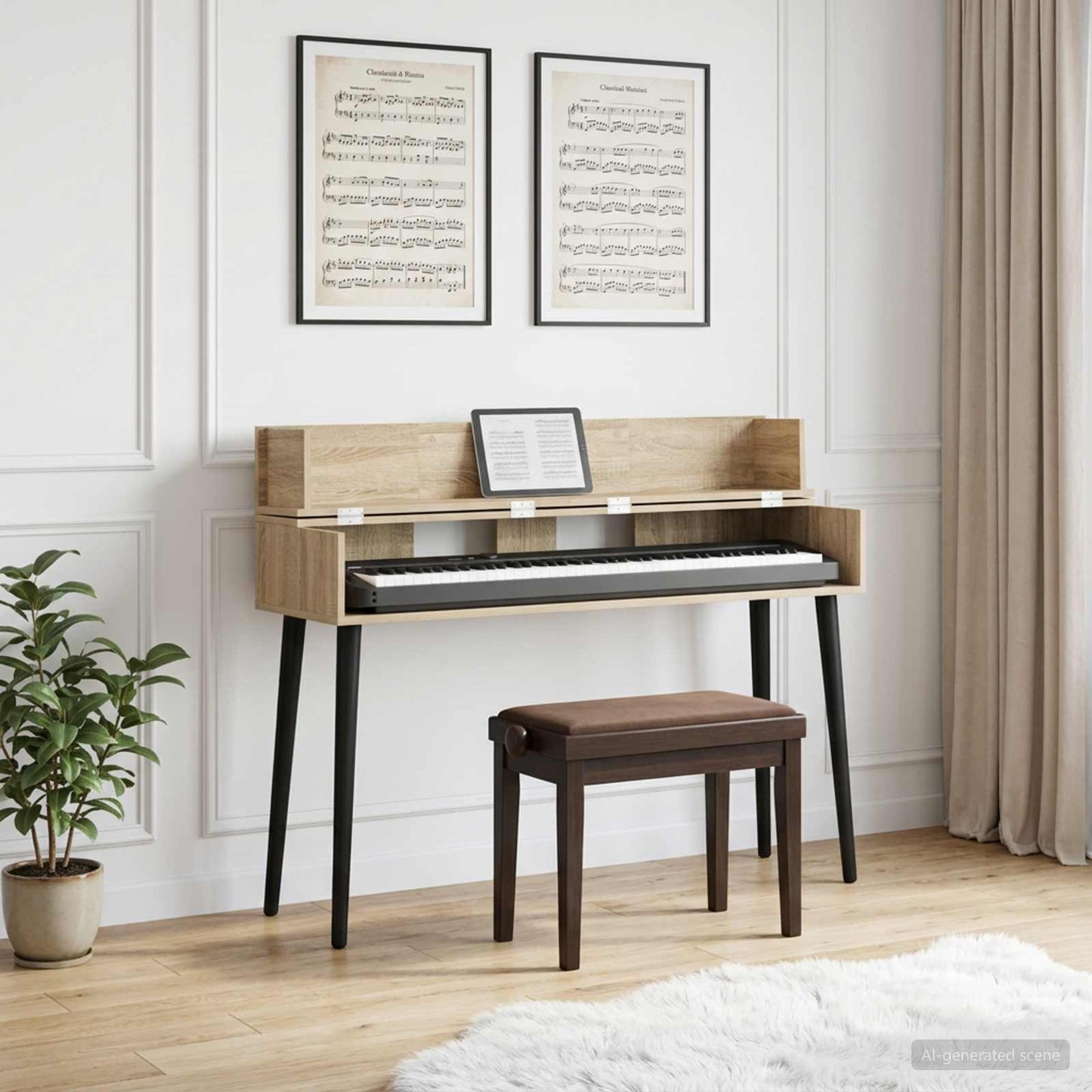 vidaXL Studio Desk Sonoma Oak 130 x 40 x 19.5 cm Engineered Wood 1