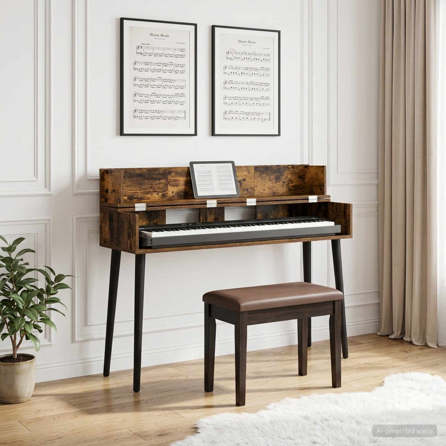 vidaXL Studio Desk Smoked Oak 130 x 40 x 19.5 cm Engineered Wood 1