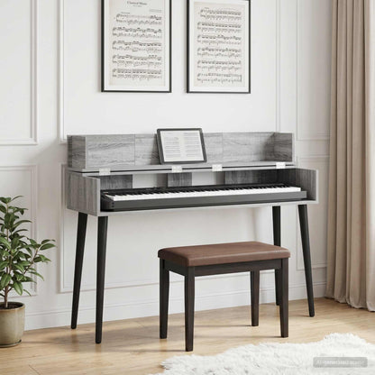 vidaXL Studio Desk Grey Sonoma 130 x 40 x 19.5 cm Engineered Wood 1