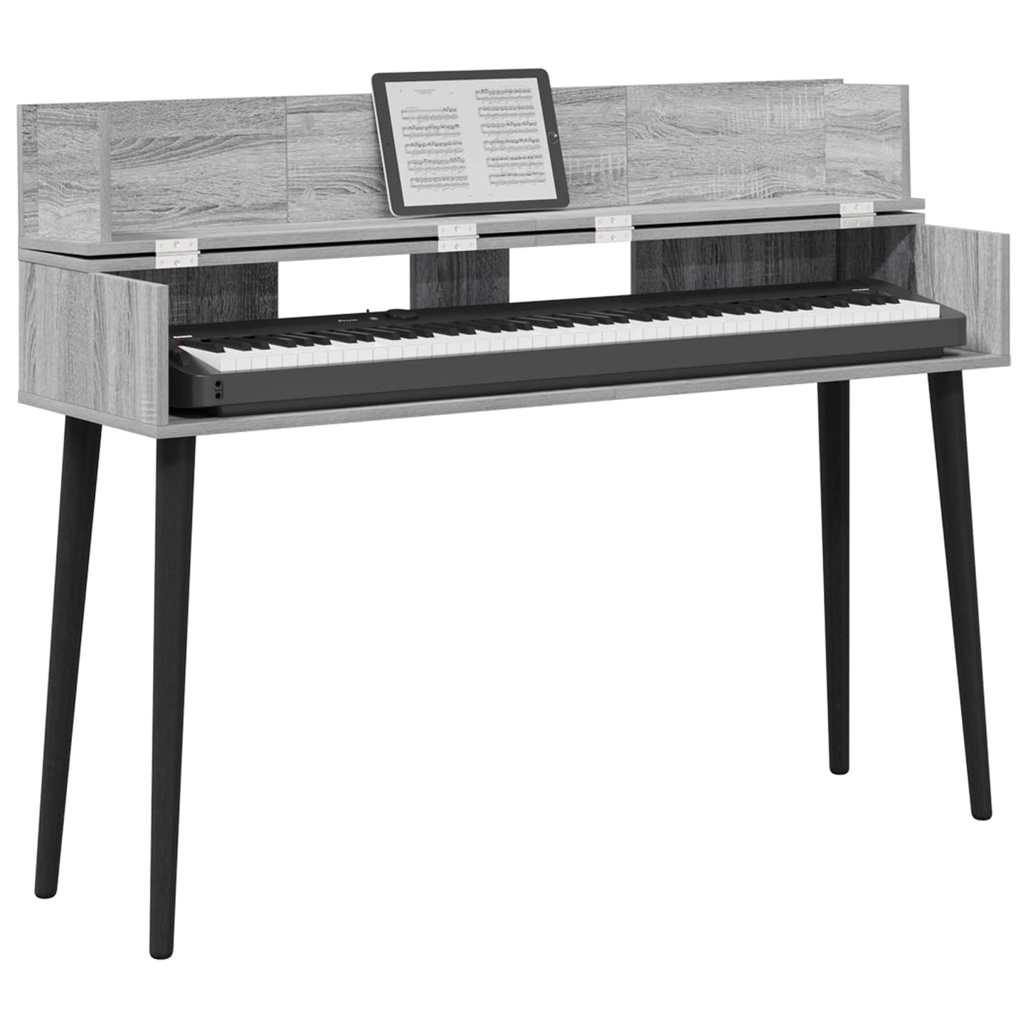 vidaXL Studio Desk Grey Sonoma 130 x 40 x 19.5 cm Engineered Wood 3