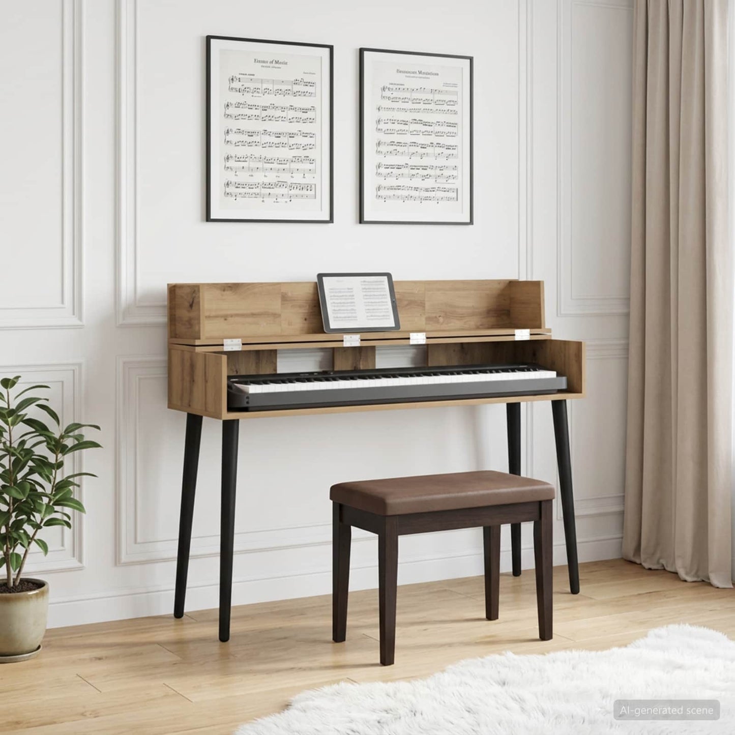 vidaXL Studio Desk Artisan Oak 130 x 40 x 19.5 cm Engineered Wood 1