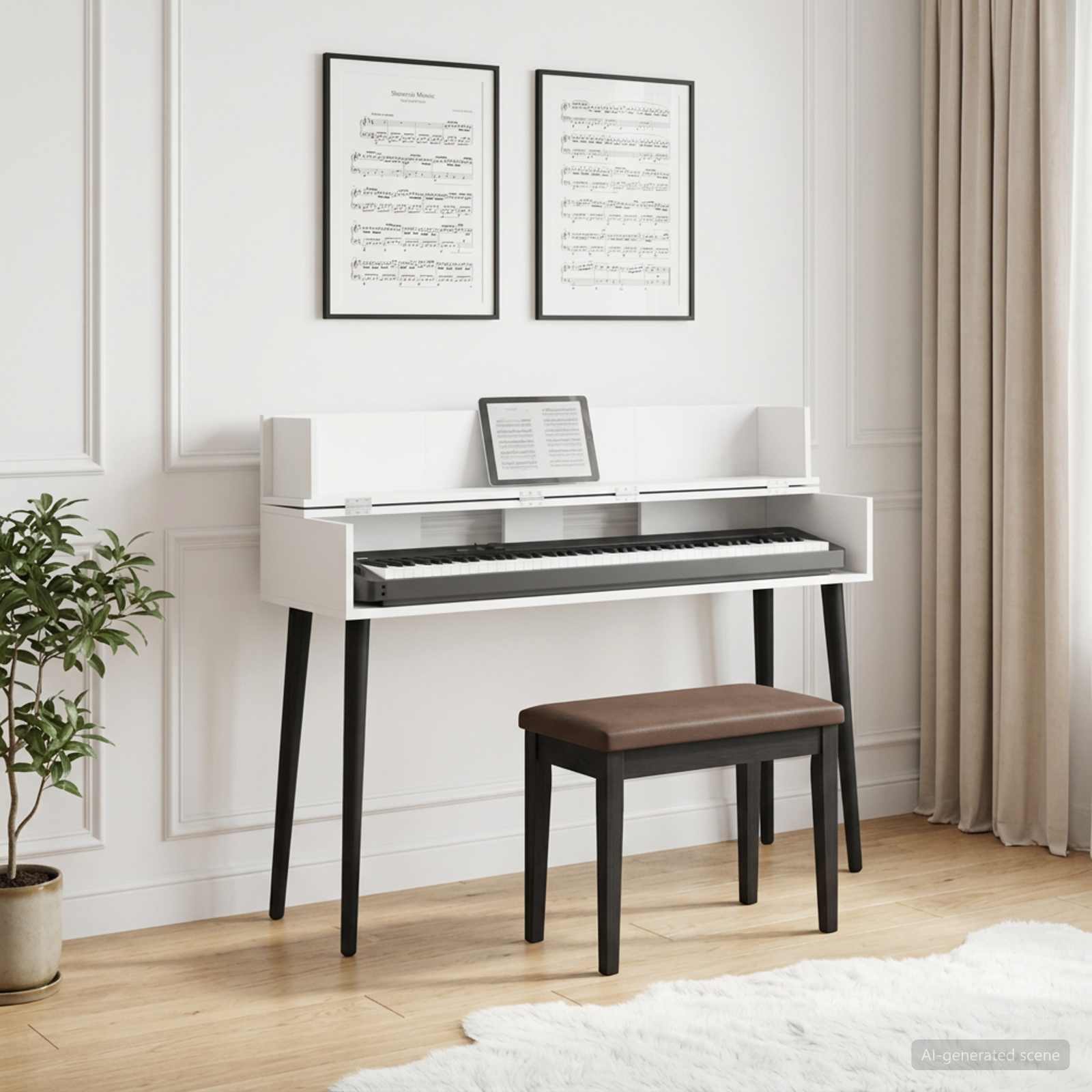vidaXL Studio Desk White 110 x 40 x 19.5 cm Engineered Wood 1