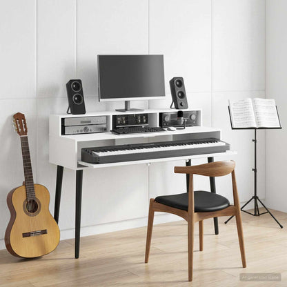 Studio Desk Engineered Wood 130 x 42.5 x 36 cm White