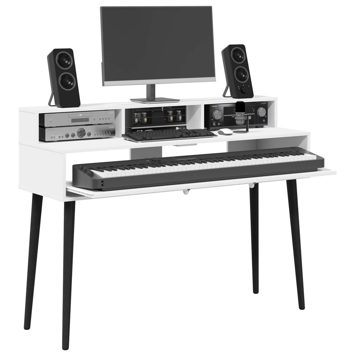 Studio Desk Engineered Wood 130 x 42.5 x 36 cm White