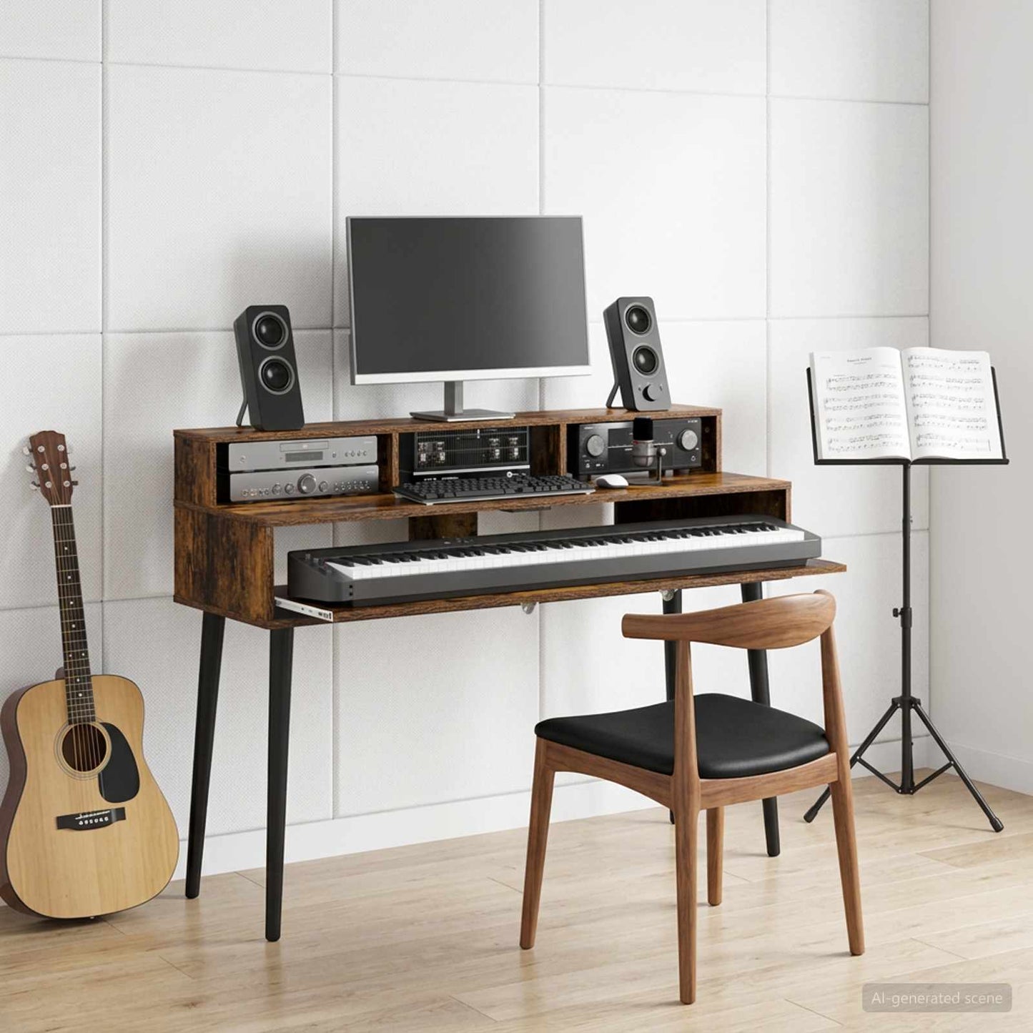 vidaXL Studio Desk Smoked Oak 130 x 42.5 x 36 cm Engineered Wood 1