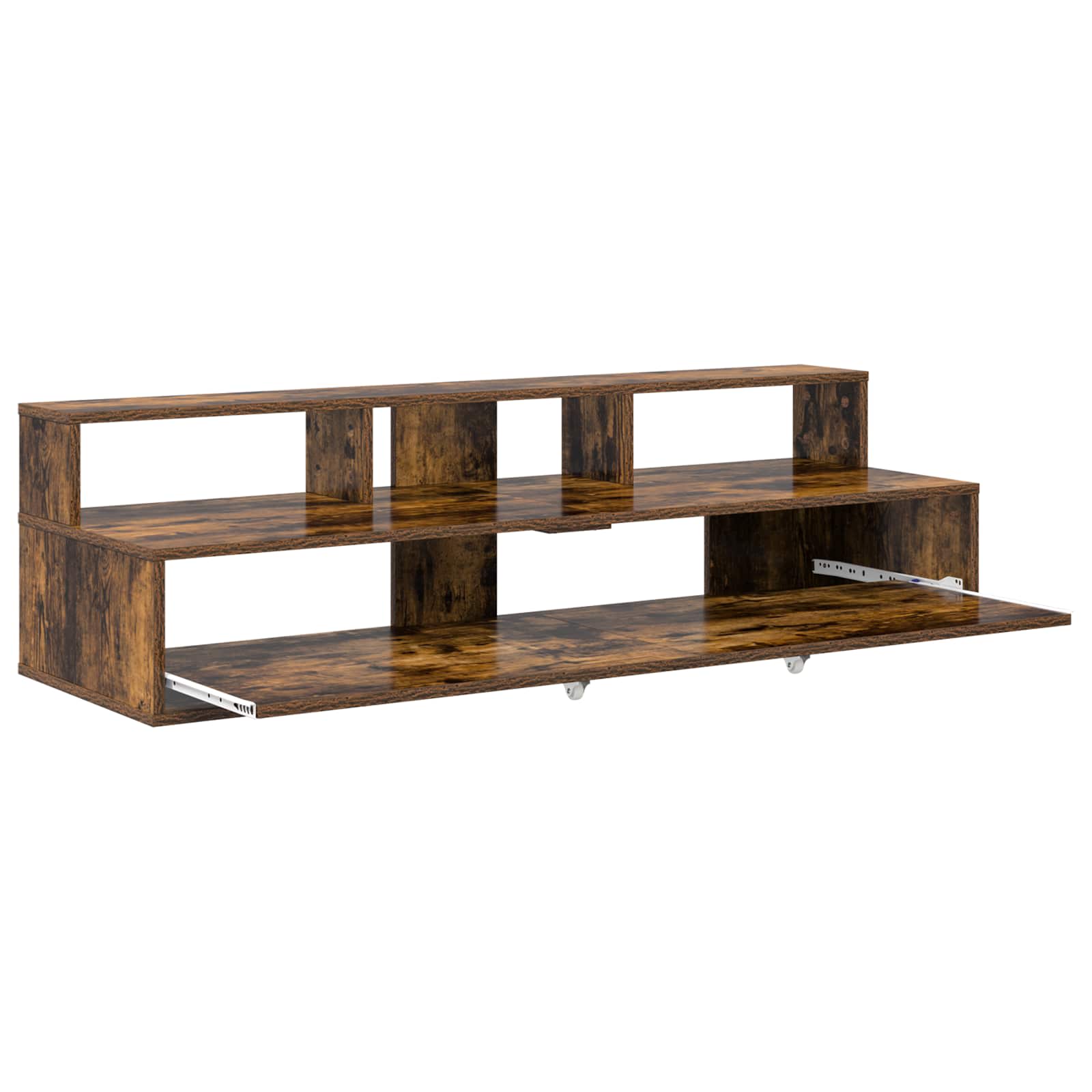 vidaXL Studio Desk Smoked Oak 130 x 42.5 x 36 cm Engineered Wood 4
