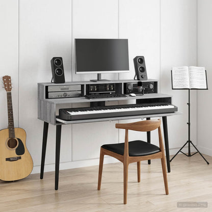 Studio Desk Engineered Wood 130 x 42.5 x 36 cm Grey sonoma