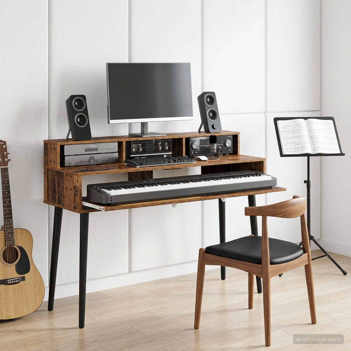 Studio Desk Engineered Wood 130 x 42.5 x 36 cm Old wood