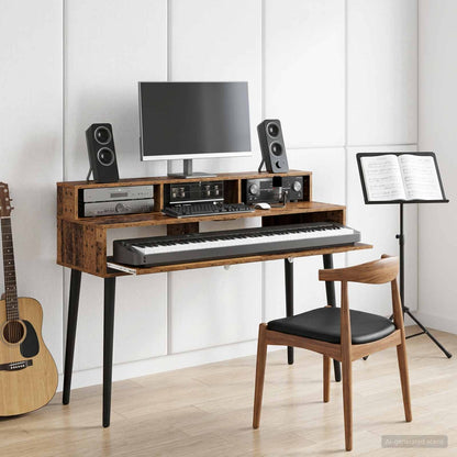Studio Desk Engineered Wood 130 x 42.5 x 36 cm Old wood