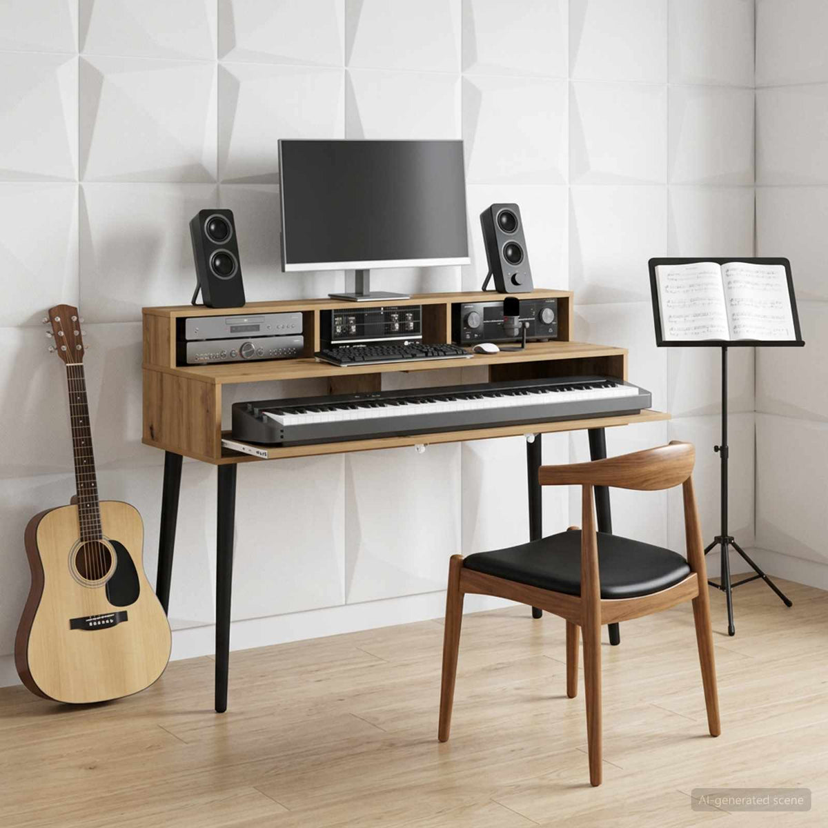 Studio Desk Engineered Wood 130 x 42.5 x 36 cm Artisan oak
