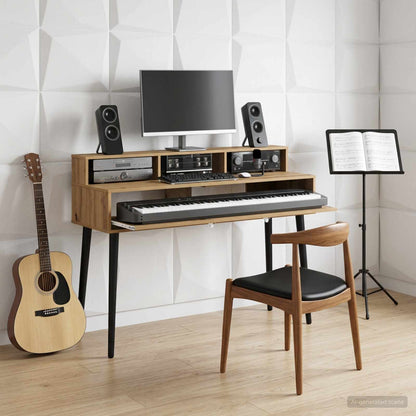Studio Desk Engineered Wood 130 x 42.5 x 36 cm Artisan oak