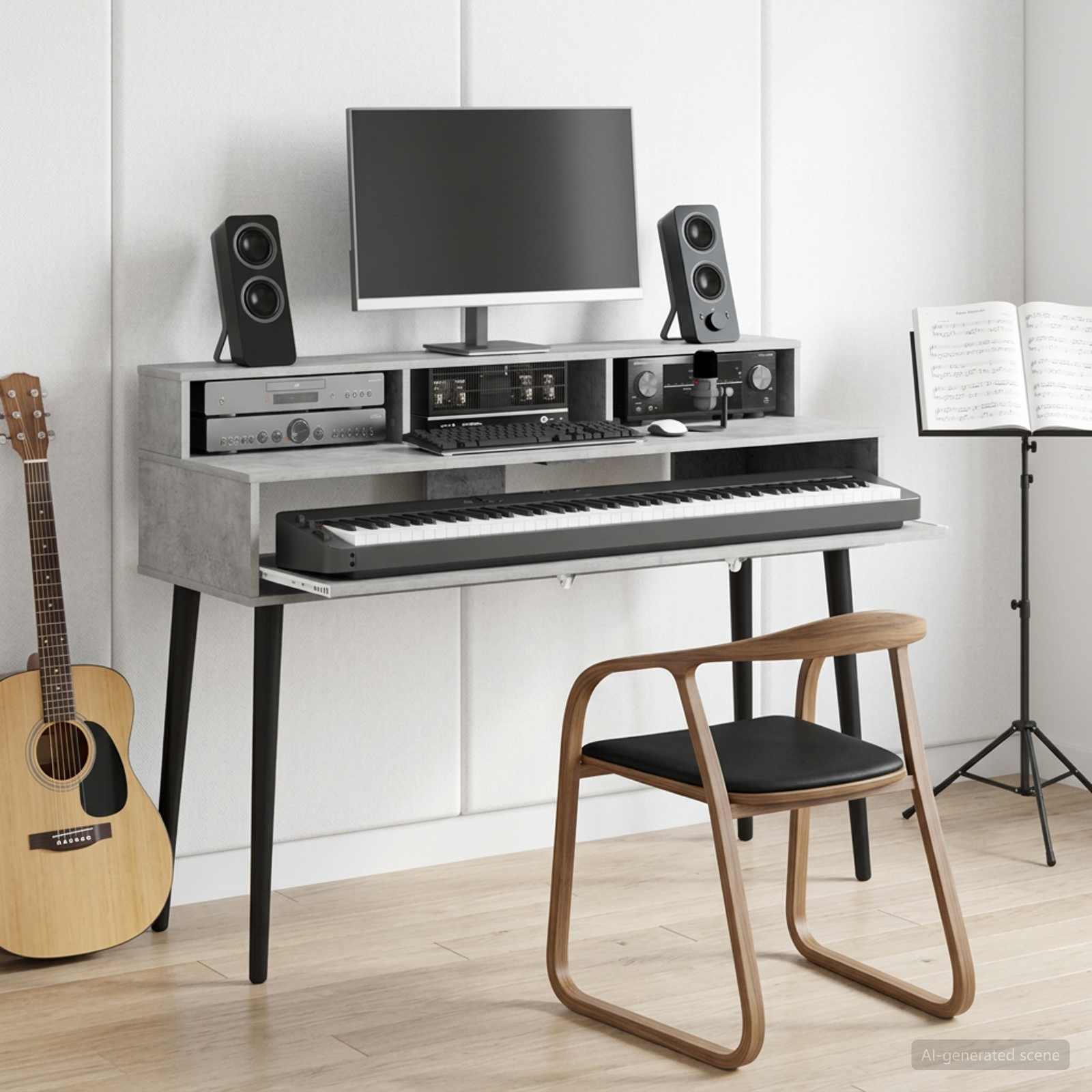 vidaXL Studio Desk Concrete Grey 110 x 42.5 x 36 cm Engineered Wood 1