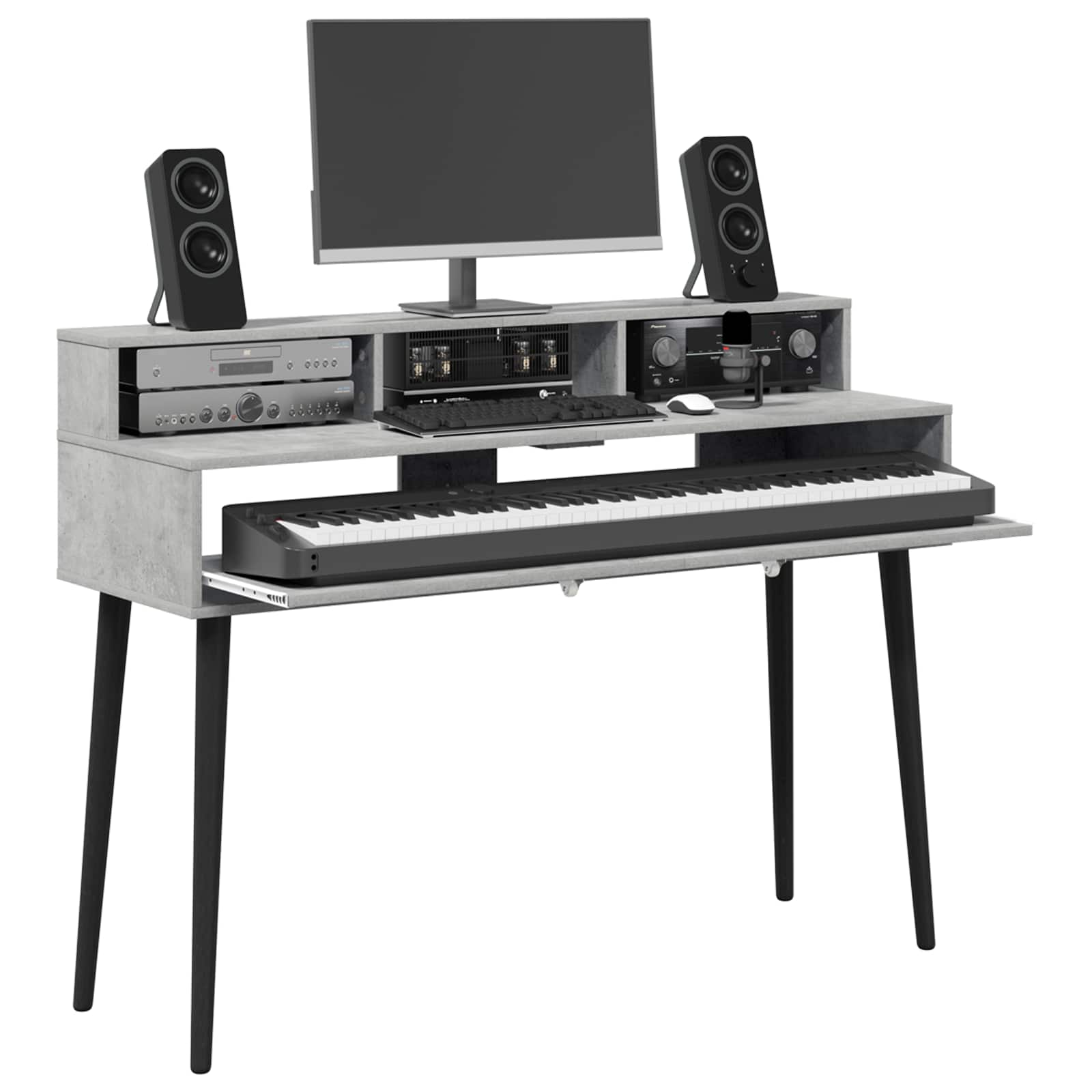 vidaXL Studio Desk Concrete Grey 110 x 42.5 x 36 cm Engineered Wood 3