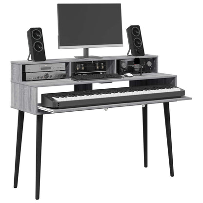 vidaXL Studio Desk Grey Sonoma 110 x 42.5 x 36 cm Engineered Wood 3