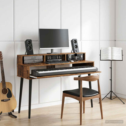vidaXL Studio Desk Oak Wood 110 x 42.5 x 36 cm Engineered Wood 1