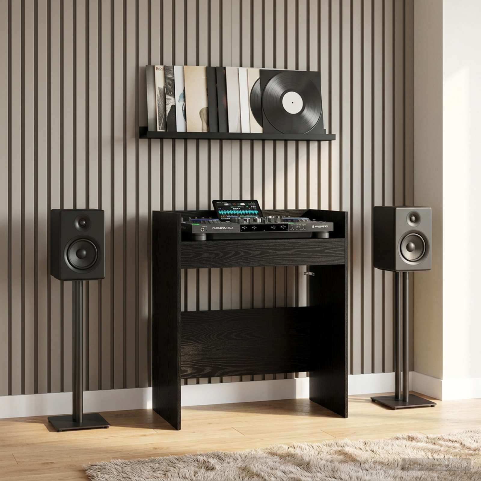 vidaXL DJ Table Black Oak 102 x 45 x 102 cm Engineered Wood 1