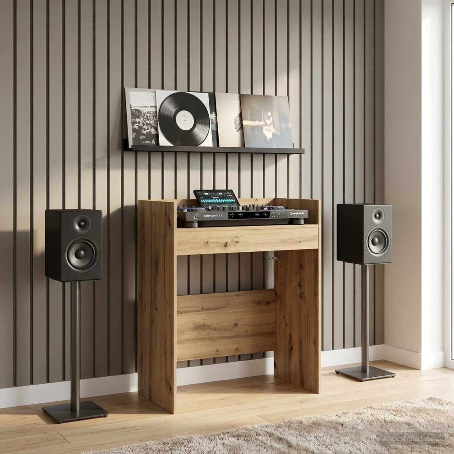 vidaXL DJ Table Artisan Oak 102 x 45 x 102 cm Engineered Wood 1