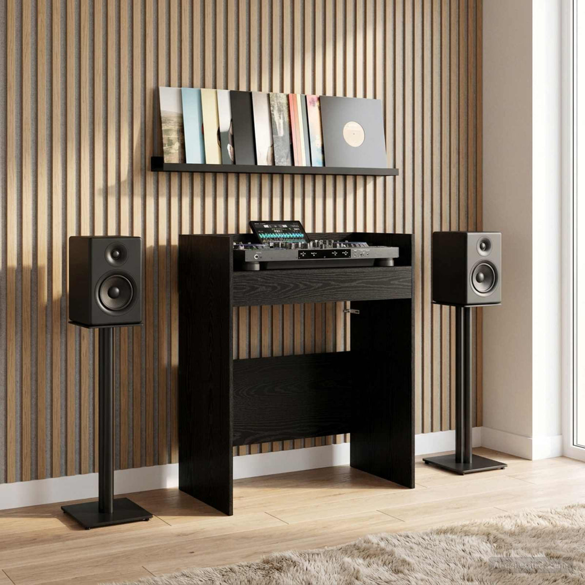 DJ Table Engineered Wood 82 x 45 x 102 cm Black oak