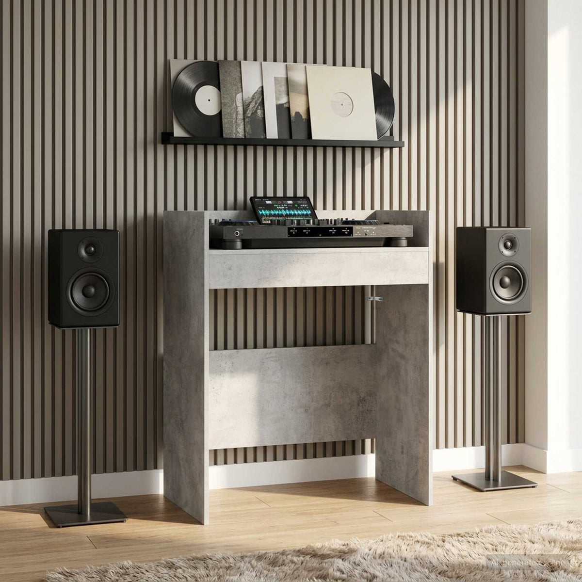 DJ Table Engineered Wood 82 x 45 x 102 cm Concrete grey