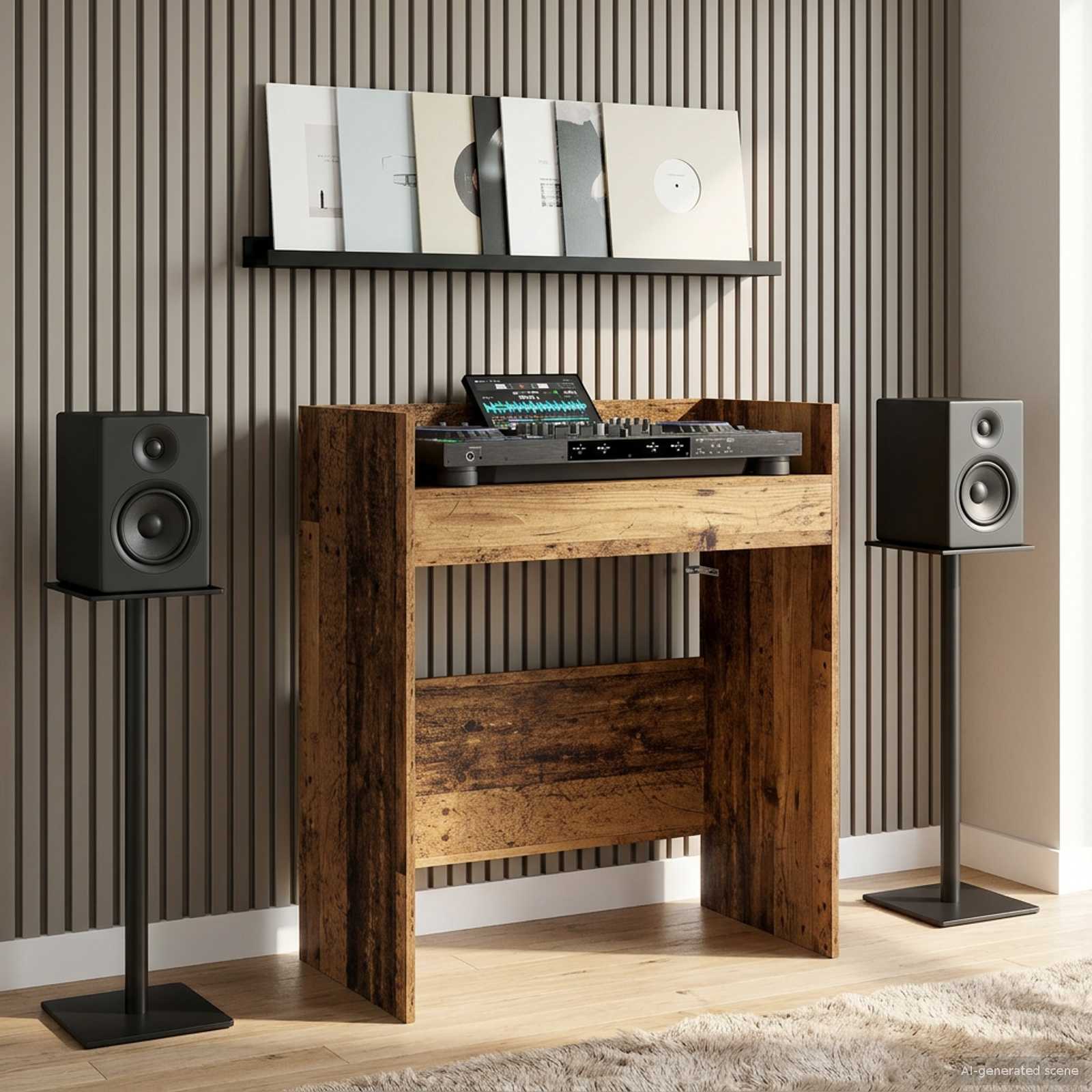 vidaXL DJ Table Oak Wood 82 x 45 x 102 cm Engineered Wood 1