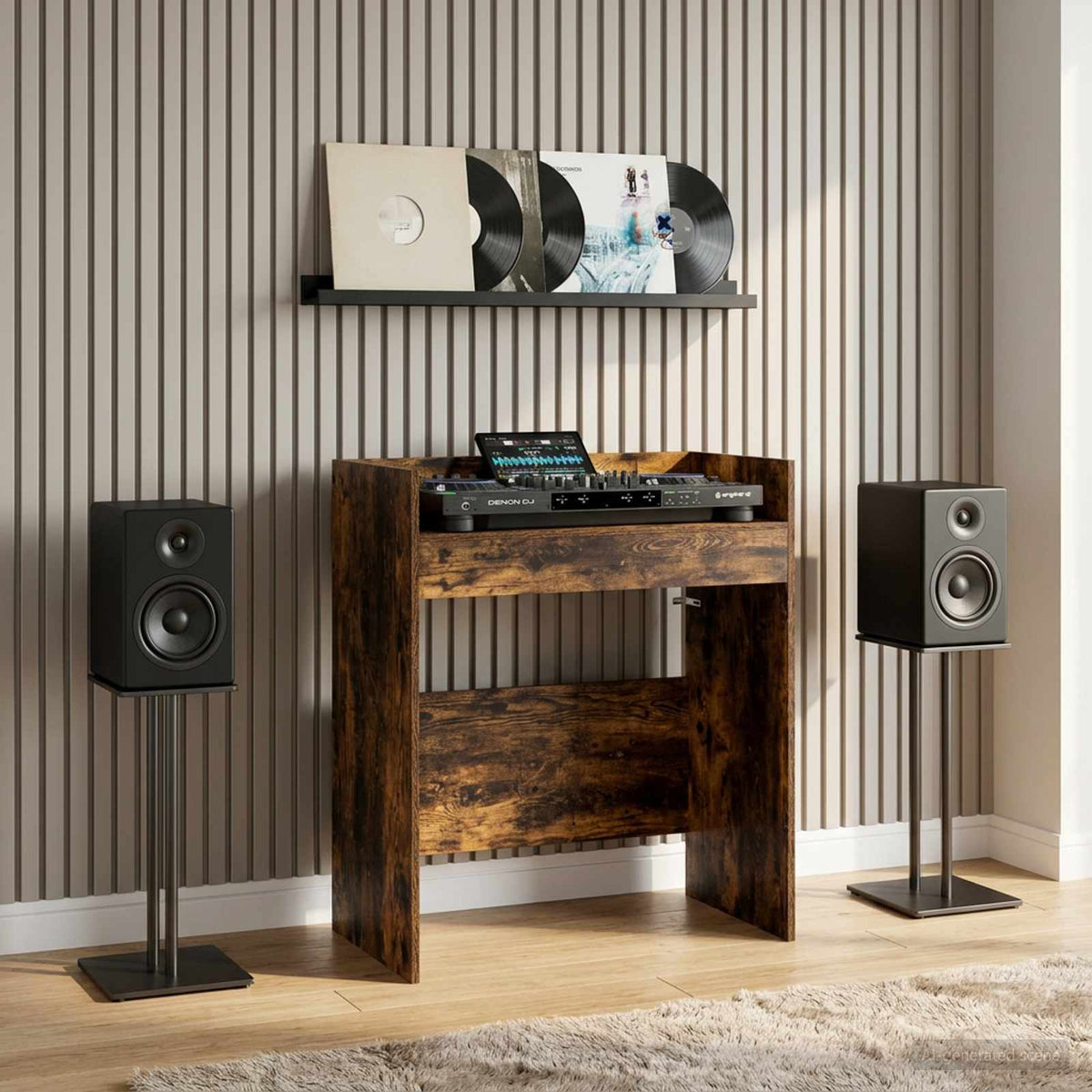 vidaXL DJ Table Smoked Oak 62 x 45 x 102 cm Engineered Wood 1